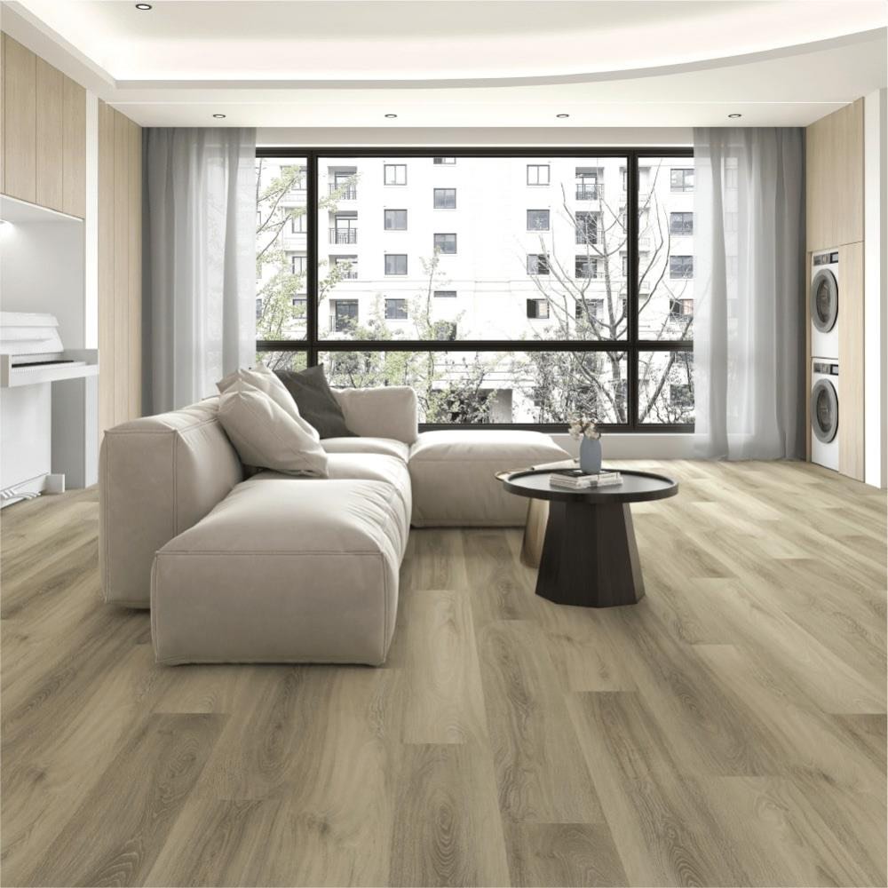 Supplier range image — pale oak plank LVT in a living room